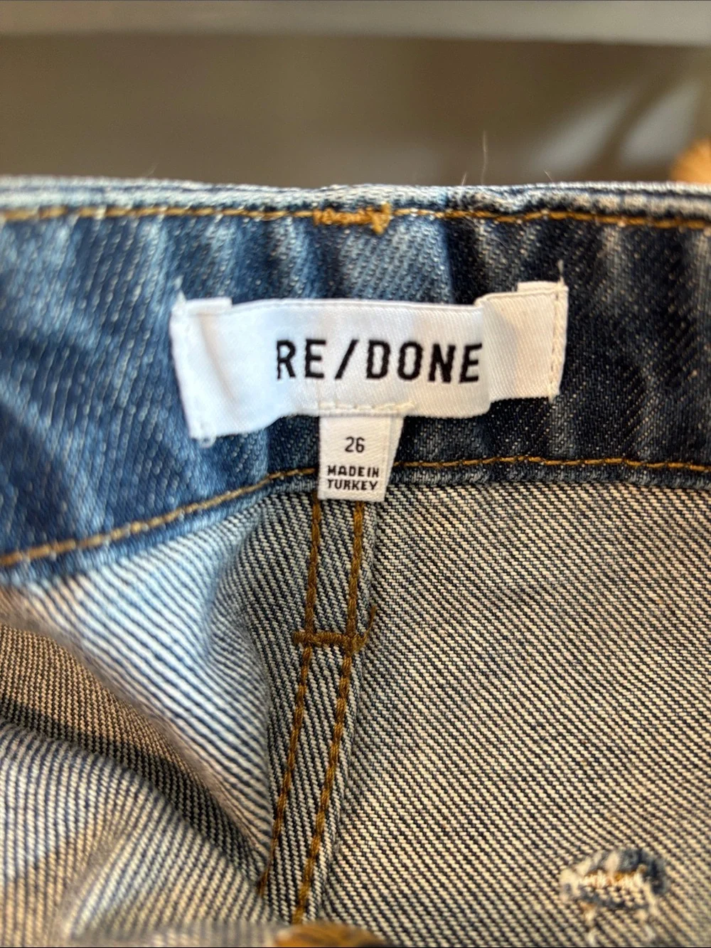 Women'sRe/Done  Blue Denim Patch Pocket Shorts size 26 NWOT